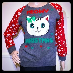 New Kitty Cat Cute Ugly Christmas Sweater Meow